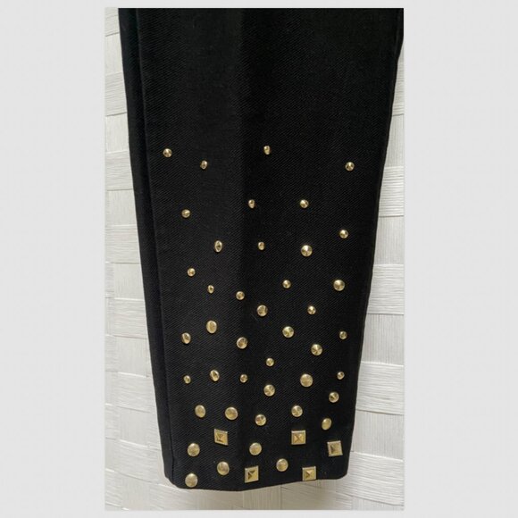 Michael Kors Black Gold Studded Stretch Pocket Pants Size XXL - Picture 2 of 8